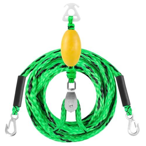 Triangolo da traino, 3 m, per sport acquatici, 4 persone, con rullo scorrevole e galleggiante, gancio in acciaio , corda per tubi, towables, sci nautico, wakeboard e barca a motore
