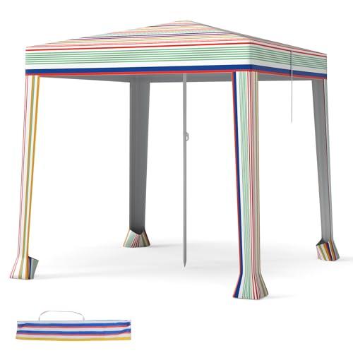 COSTWAY Tenda da Spiaggia Pieghevole 200 x 200 cm, Tenda da Mare con Sacchetti di Sabbia, Top Ventilato e Borsa da Trasporto, per Spiaggia, Campeggio e Picnic (Colorato, 200 x 200 cm)