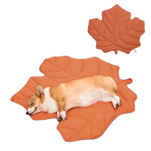 FUNNY FUZZY Coperta per cani e gatti, 101 x 117 cm, con motivo a foglie, lavabile in lavatrice, su entrambi i lati, per letto, divano, pavimenti, mobili, colore: rosso acero
