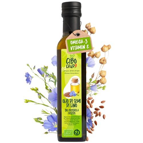 Olio di Semi di Lino Biologico - 250 ml. Contiene Vitamina E K e B e Omega 3 oltre il 50%.Olio di Lino Per Capelli o Alimentare Spremuto a Freddo Crudo e Puro. Organic Flaxseed Oil.