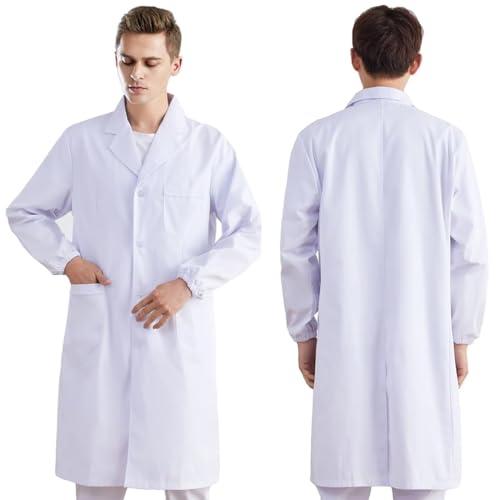 IKOPFLN Camice da laboratorio bianco, camice da laboratorio chimico, camice da medico unisex