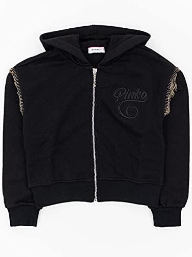 PINKO UP Felpa Zip con Cappuccio Inserti A Catenina su Entrambi Le Spalle