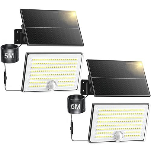 Giliwosy Luci Solari da Giardino, Faretto Led da Esterno Solare con Sensore di Movimento, Luce Solare Led Esterno con 4 Modes 8500K IP65 Impermeabile, 2 Pezzi