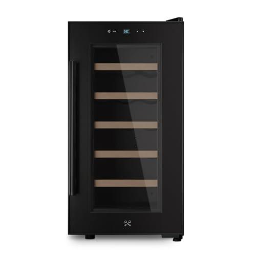 LES PETITS CHAMPS Cantinetta per vino CAVCB18, conservazione di 18 bottiglie, 50 L, 5 ripiani, temperatura regolabile da 11 a 18 °C, raffreddamento termoelettrico, design elegante, LED, vetro anti-UV