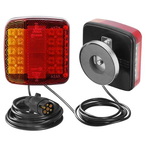 SPARKMOTO Fanali Posteriori Rimorchio Led Kit Magnetico, 12V Impermeabile Luci Posteriore Rimorchio Con Cavo Spina 7 Poli Magnete,Kit Fanali Rimorchio Led 7 Poli