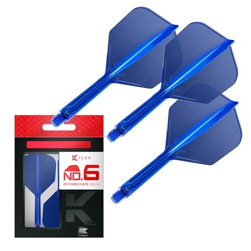 Target Darts K Flex Alette e Aste per Freccette Integrate, No.6 Blu (Intermedio) | Confezione da 3 K-Flex - No.6, Kflex Aletta e Asta per Freccette Stampate in Un Unico Pezzo