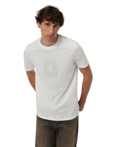 Armani Exchange Maglietta con Logo da Uomo, in Gomma e Raso, Colore Bianco, M