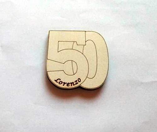 Calamita compleanno 50 Magnete personalizzato con nome Idea Bomboniera originale Legno