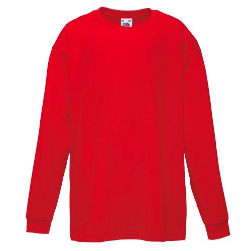 Fruit Of The Loom - T-shirt da bambino a maniche lunghe Rosso 12-13 Anni