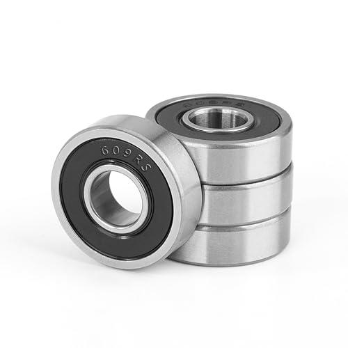 4 Pezzi 609-2RS Cuscinetti a Sfera Sigillati 9x24x7mm, Doppia Guarnizione in Gomma, Acciaio Cromato, Pre-Lubrificati, Gola Profonda in Miniatura per Skateboard, Scooter, Pattini in Linea