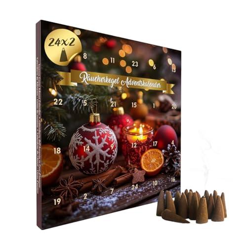 Calendario dell'avvento con coni d'incenso Luxflair - 24 fragranze invernali, 48 coni, fatti a mano, aromi naturali, idea regalo per Natale