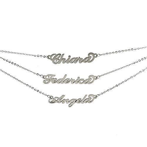Gioiello Collana con nome in acciaio inossidabile Possibilità di 180 nomi (Marzia)