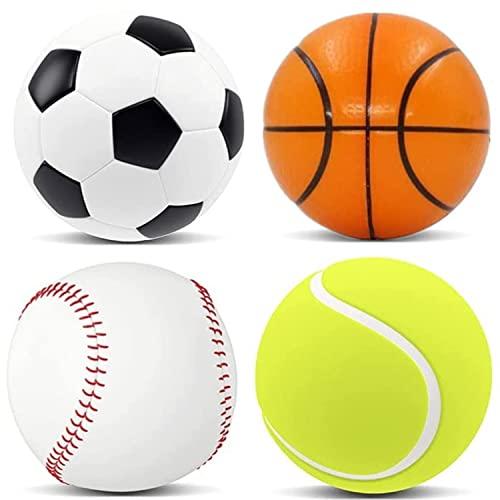 Yeefunjoy 4 palline antistress per lo stress e lo stress, per fare esercizi con le dita, giocattolo emotivo, per calcio, basket, basket, tennis