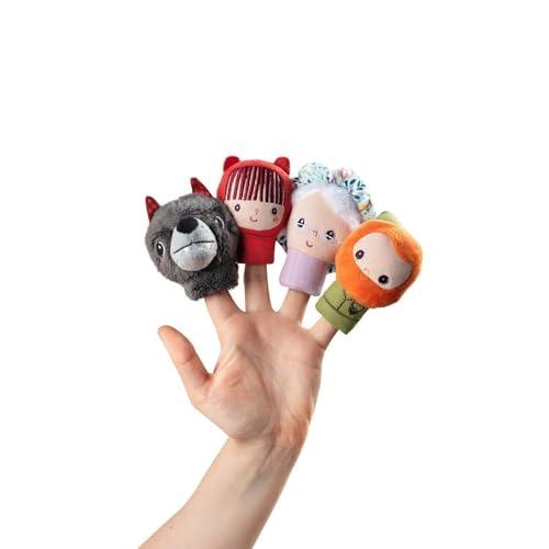 LILLIPUTIENS - Set di marionette da dito Cappuccetto Rosso - 4 personaggi adorabili per inventare storie - Giocattolo educativo - Marionette a mano per bambini - Gioco educativo - Dai 12 mesi - 83405