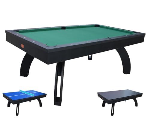 NGBiliardi Biliardo Sirio Nero Multifunzione 214 cm, Diventa Ping Pong e Tavolo da Pranzo