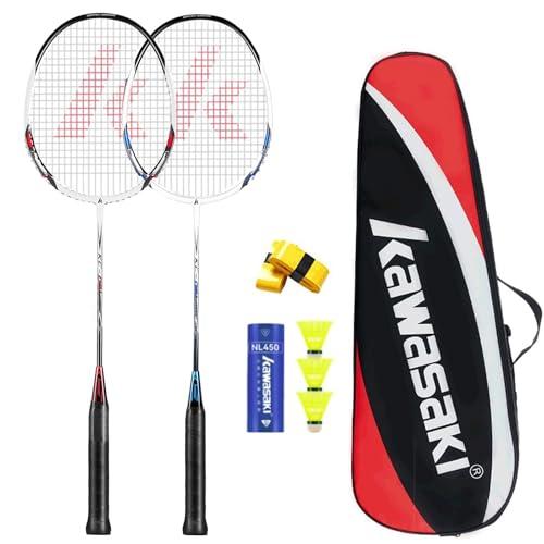 Set professionale di racchetta da badminton in grafite, peso leggero e ad alte prestazioni per sport, allenamento e intrattenimento, inclusi 3 volani e borsa per il trasporto e 2 overgrip,