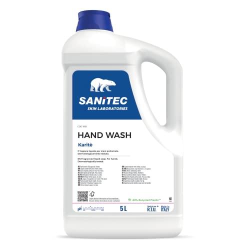 Sanitec, Hand Wash, Sapone Liquido per le Mani Profumato Idratante con Glicerina e Antibatterico, Deterge le Mani Lasciandole Fresche e Pulite, pH 5.5, Made in Italy, Dermatologicamente Testato, 5 L