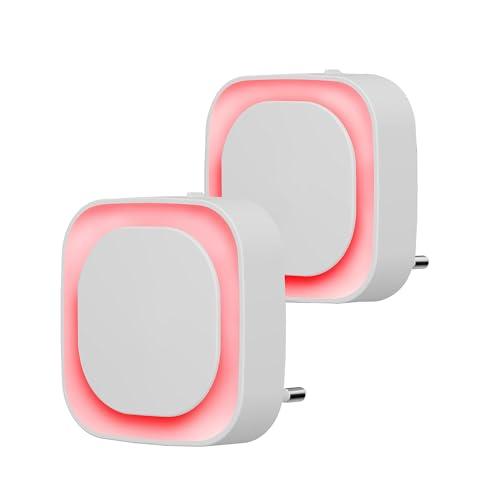 YUNLEX Presa di Luce Notturna con Sensore Crepuscolare, 3 livelli di luminosità regolabile per Camera dei Bambini, Bagno, Corridoio, Cucina, Scale, Rosso