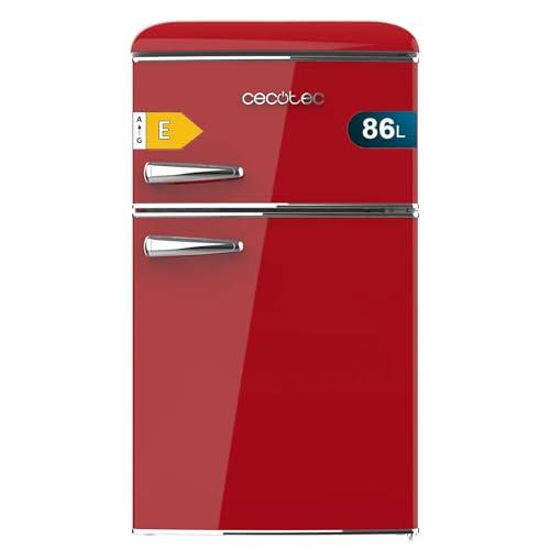 Cecotec Mini Frigorifero Retro Bolero Coolmarket 2D Origin 86 Red E. Due Porte Rosso di 89,3cm di Altezza e 48,7 di Larghezza con Capacità di 86L, Classe Energetica E, Led Interno e Maniglia Cromata