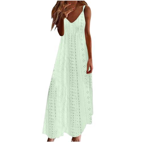 Ceboyel Vestito estivo estivo da donna con spalline sottili floreali abito lungo lungo lungo scollo a V abiti bohémien sexy abiti da spiaggia alla moda 2024, Verde Menta #46, M