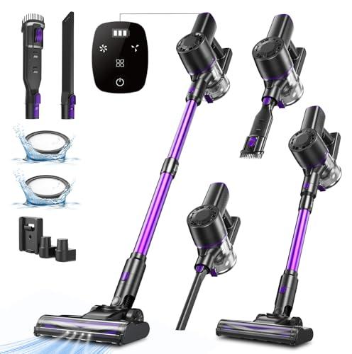 Vexilar V8PRO Aspirapolvere Senza Fili Potente,Scopa Elettrica Senza Fili Potente 40 Min,Aspirapolvere Portatile,Aspirapolvere Senza Sacco,Aspirapolvere Senza Filo per Pulizia Pavimenti,Viola