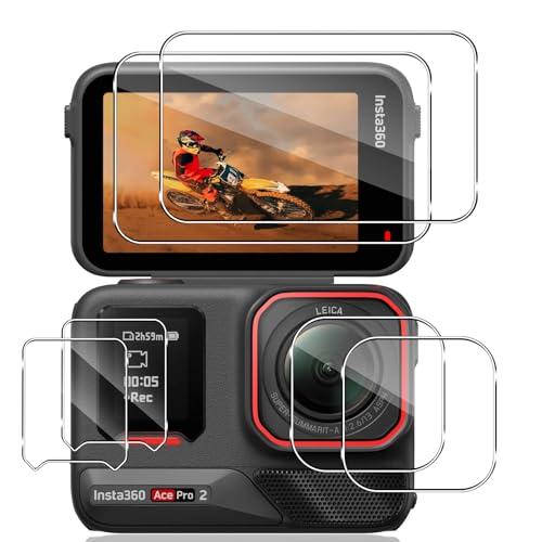 Locofun Pellicola Protettiva per Insta360 Ace Pro 2, Schermo Vetro Temperato e Pellicola Protezione Lente Fotocamera [2+2+2 Pezzi], HD Chiaro Anti Graffio