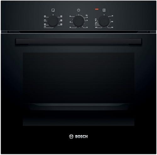 Bosch HBF011BA2 Serie 2, Forno da incasso, Aria Calda 3D: Cottura uniforme fino a 3 livelli, 3 manopole, Nero, 60 x 60 cm
