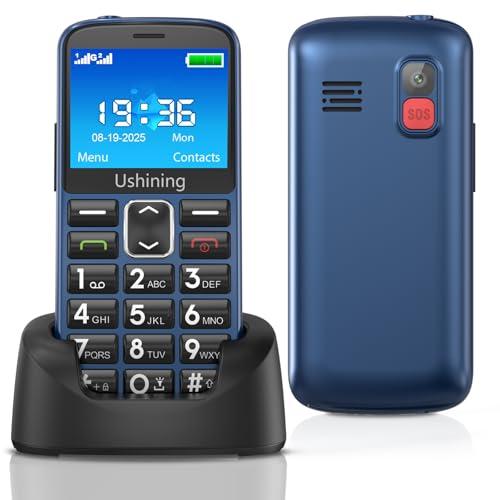 Telefono Cellulare per Anziani con Tasti Grandi, GSM Telefoni per Persone Anziane Facile da Usare, SIM Doppio, Schermo da 2,4”, SOS, Chiamata Rapida, Volume Alto, Ricarica USB C, Base di Ricarica, Blu