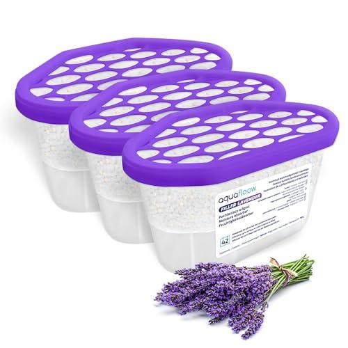 Aquafloow Assorbitore di Umidità per Ambienti 400 ml, Riduce l'umidità, 3 Pezzi LAVENDER | Neutralizzatore di Odori, Deumidificatore per Cucina, Armadio, Bagno e Studio
