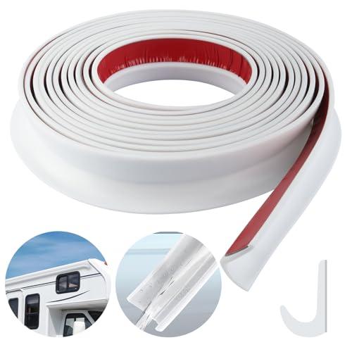 Silice Grondaia per Camper A Forma Di J, Grondaia per Tettoia Autoadesiva, Nero Lungo 5m Striscia Deviatore per Tetto Pioggia per Veicoli, Camion, Camper, Barca, Auto, Furgone, Porta, Camper