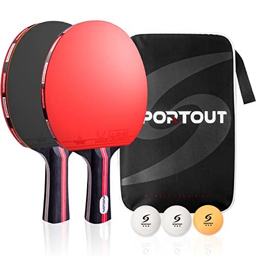Easy-Room Set 2 Racchette da Ping Pong, 3 Palline, 1 Borsa Portatile da Tennis da Tavolo Professionale