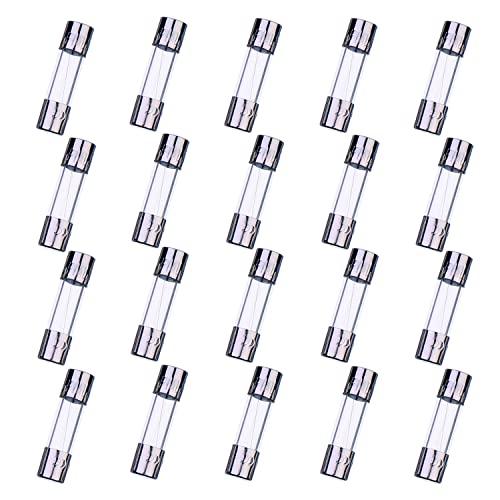 HUAREW F1AL250V 20 pezzi Fusibile in vetro ad azione rapida 5x20mm Fusibile ritardato 1A 250V 0,2x0,78 pollici (confezione da 20 pezzi)