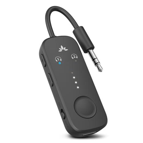 Avantree Relay – Adattatore Bluetooth 5.3 per Aereo con Qualcomm aptX Adaptive, Supporta 2 AirPods o Cuffie, 20h di Autonomia, Trasmettitore Wireless Audio 3,5 Mm AUX per Viaggio, Volo, Palestra