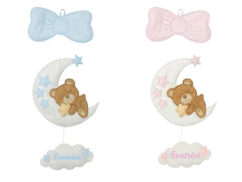Fiocco nascita con nome | coccarda benvenuto bimbo bimba | orsetto orso orsetta | 47 centimetri | corredino idea regalo