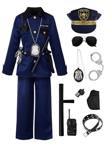 ReliBeauty Costume Poliziotto Bambino Bambina con Accessori Vestito Halloween Carnavale, 150