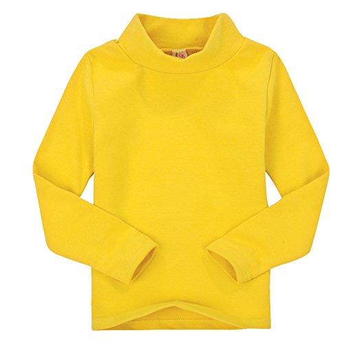 CuteOn Bambini Kids Alto Collo Manica Lunga Cotone T-Shirt Top Camicia di T Yellow 4 Anni