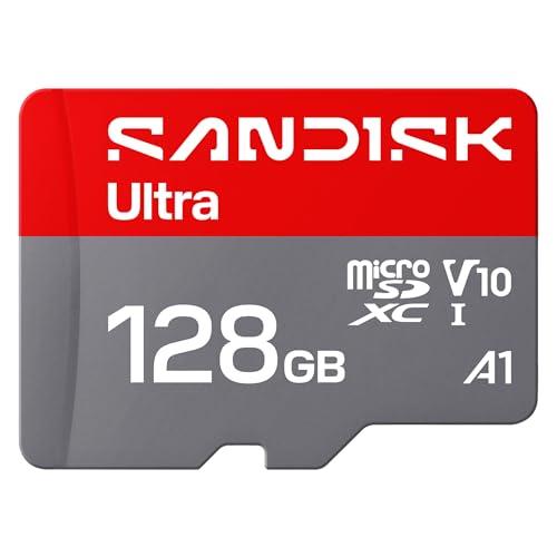 SANDISK Ultra scheda microSDXC 128 GB, UHS-I + SD Adapter (velocità di lettura fino a 195 MB/s, video Full HD, V10, U1, C10, A1) Per gli smartphone, i tablet, le fotocamere e i laptop Android