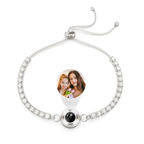 Easycosy Bracciale con Foto Personalizzata, Braccialetto con Foto Proiettata, Bracciali Personalizzati con Foto Dentro per Donna Uomo, Regali Festa della Mamma Originali