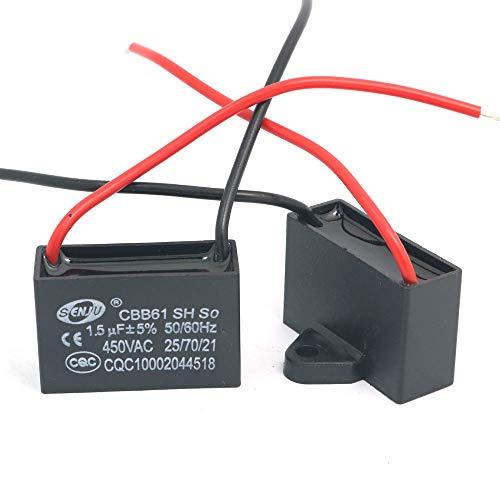 DollaTek 2Pcs CBB61 1.5uF 450V AC 50/60Hz Condensatore del Motore del Ventilatore del condizionatore d'Aria