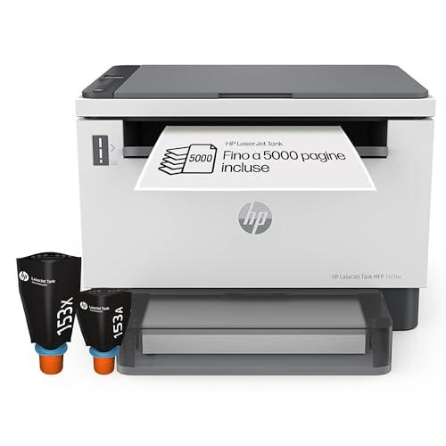 HP Laser Tank 1604w 381L0A, Stampante Monocromatica Multifunzione con Serbatoio Toner integrato a Ricarica Rapida, Stampa F/R Manuale, 22 ppm, Fino a 5000 Pagine, Scansione A4, Wi-Fi, USB, Bianca