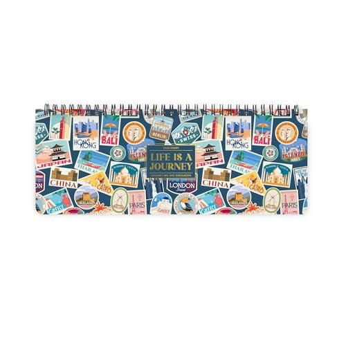 Legami - Planning da Scrivania 12 Mesi, Travel Stickers, Desk Planner Gennaio 2026-Dicembre 2026, Agenda da Tavolo Formato Orizzontale, Spiralata, Una Settimana per Pagina, Rubrica, 27.2 x 10.2 cm