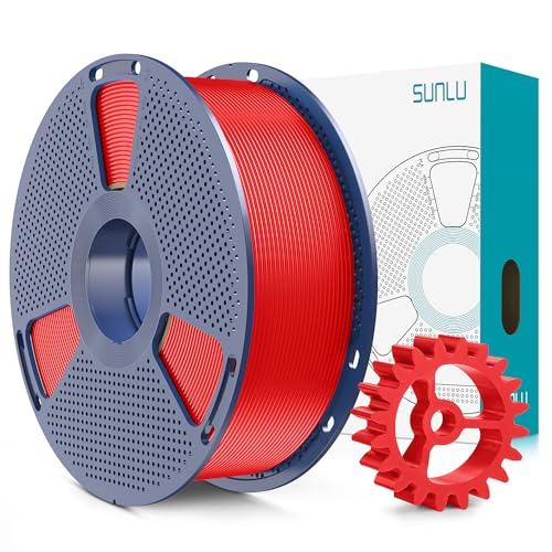 SUNLU PLA+2.0 Filamento per stampante 3D, Filamento PLA Plus di Aggiornamento, Filamento 3D ad alta resistenza, Precisione dimensionale +/- 0.02 mm, Bobina da 1kg (2.2LBS), Rosso
