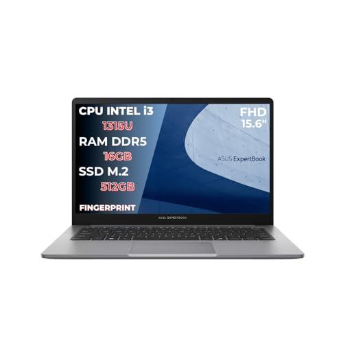 ASUS Expertbook P1, Pc Portatile, Notebook i3-1315U, 16GB RAM DDR5, 512GB SSD PCIex 4.0, Display 15.6 FHD, Computer Portatile, Laptop con Fingerprint - Layout Italiano - Pronto all'uso