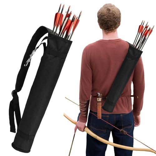WEFHEF Faretra per Frecce Arco da Schiena, Faretra per Arco in Poliestere Oxford, Borsa per Faretra con Cinghia Regolabile per Giovani e Adulti, Pratica all'aperto, Nero