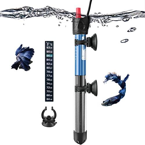 PYPABL Riscaldatore per Acquario 25W 50W 100W 300W, Riscaldatore Sommergibile in Vetro per Acquari da 5L-300 Litri per Pesci e Tartarughe (100W)