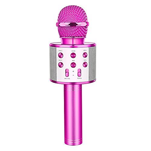GeschenPark Bluetooth Microfono Karaoke per Bambini, Giocattolo Regalo Bambina 3-10 Anni Giocattoli Bambina Microfono Wireless - Regali Natale Bambini 2025