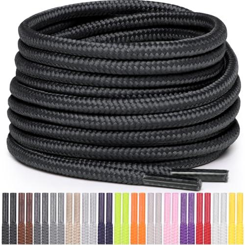 Miscly Lacci Rotondi per Scarpe, Sneaker e Stivali, Disponibili in Diverse Lunghezze e Colori (Nero, 114 cm)
