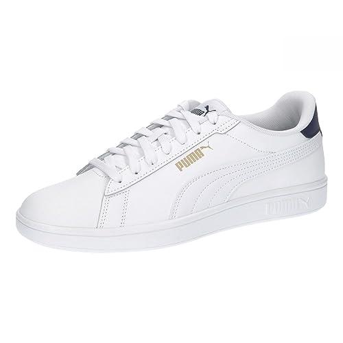 PUMA Smash 3.0 L, Sneaker Unisex-Adulto, Bianco White Navy Gold, 46 EU