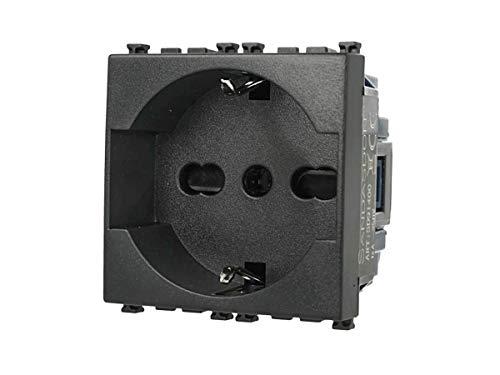 Presa Schuko 2P+T 16A Nero, Compatibile Con Vimar Arke