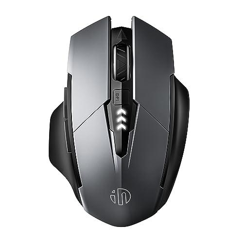 inphic Mouse Bluetooth, [aggiornato] Mouse wireless multi-dispositivo silenzioso ricaricabile (Tri-Mode: BT 5.0/4.0+2.4G), mouse portatile ergonomico 1600 DPI per computer portatile, PC, Mac, grigio